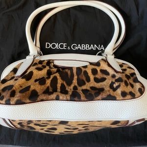Dolce & Gabbana canvas and leather leopard print bag